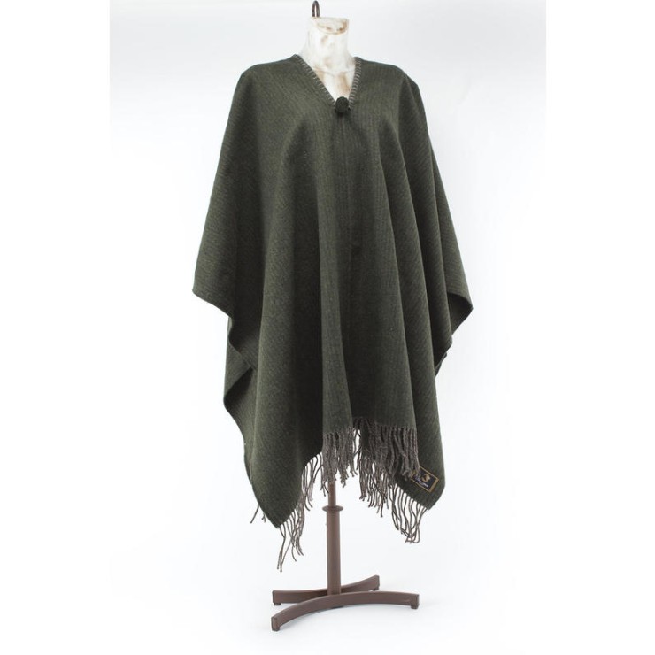 Poncho lana premiun verde y rayas